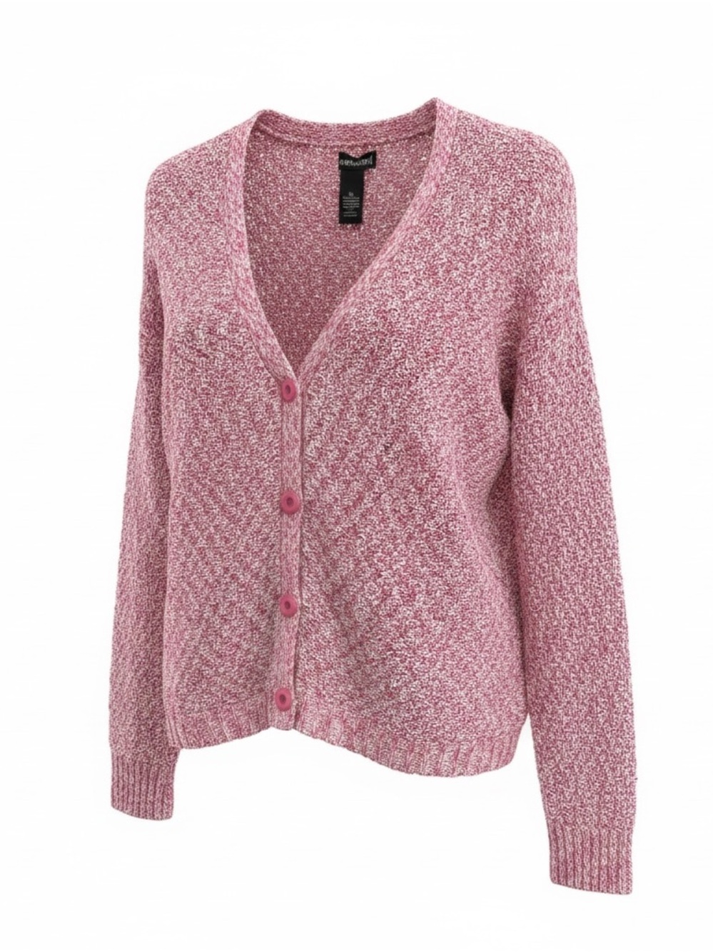 Wet Seal‎ Pink Marled V-Neck Button Cardigan